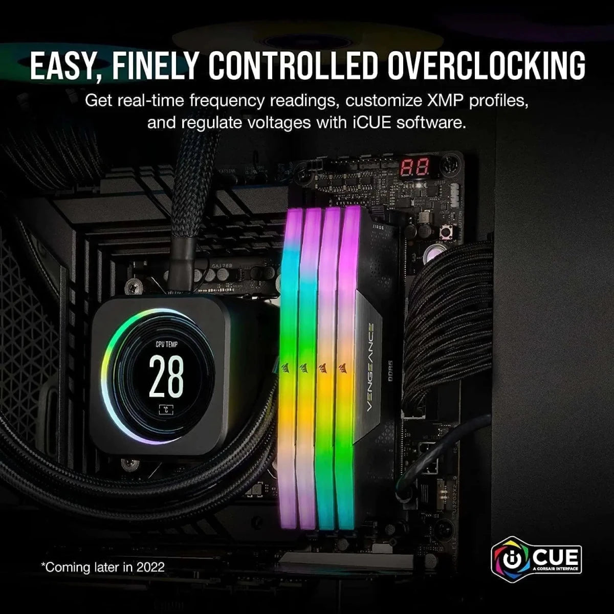 Mémoire RAM CORSAIR Vengeance RGB DDR5 32 Go (2 × 16 Go) 6000 MHz CL36 – Noir — DDR5