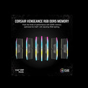 Mémoire RAM CORSAIR Vengeance RGB DDR5 32 Go (2 × 16 Go) 6000 MHz CL36 – Noir — DDR5