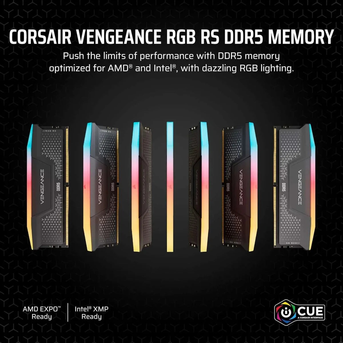 Mémoire RAM CORSAIR Vengeance RGB RS DDR5 RAM 16 Go 2x8GB 6000 MHz CL36 — DDR5