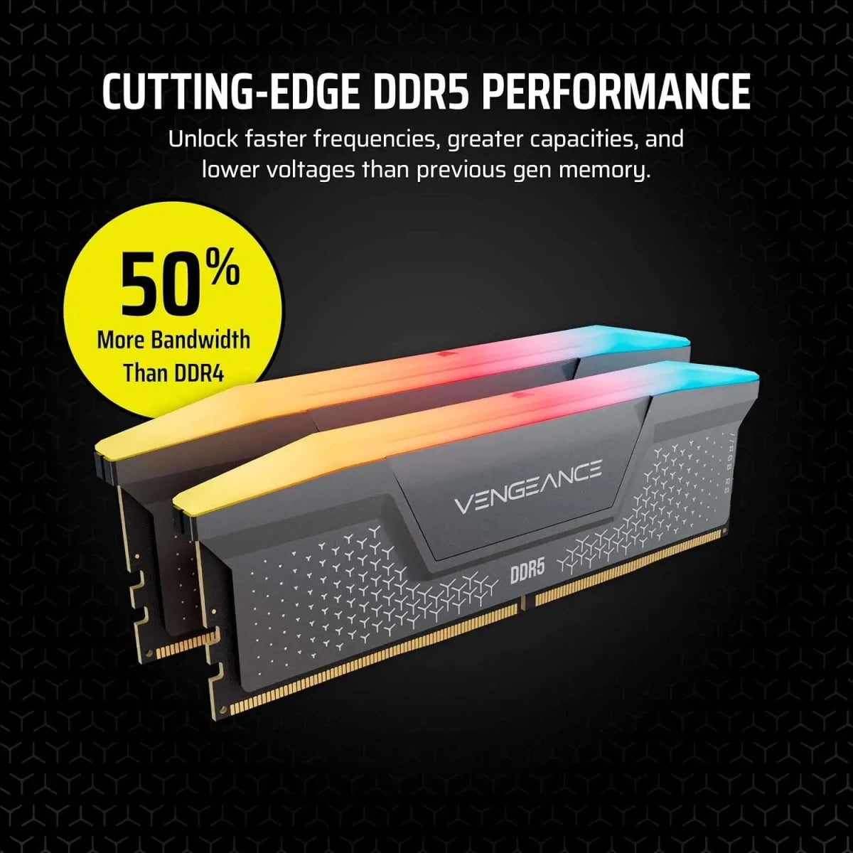 Mémoire RAM CORSAIR Vengeance RGB RS DDR5 RAM 16 Go 2x8GB 6000 MHz CL36 — DDR5