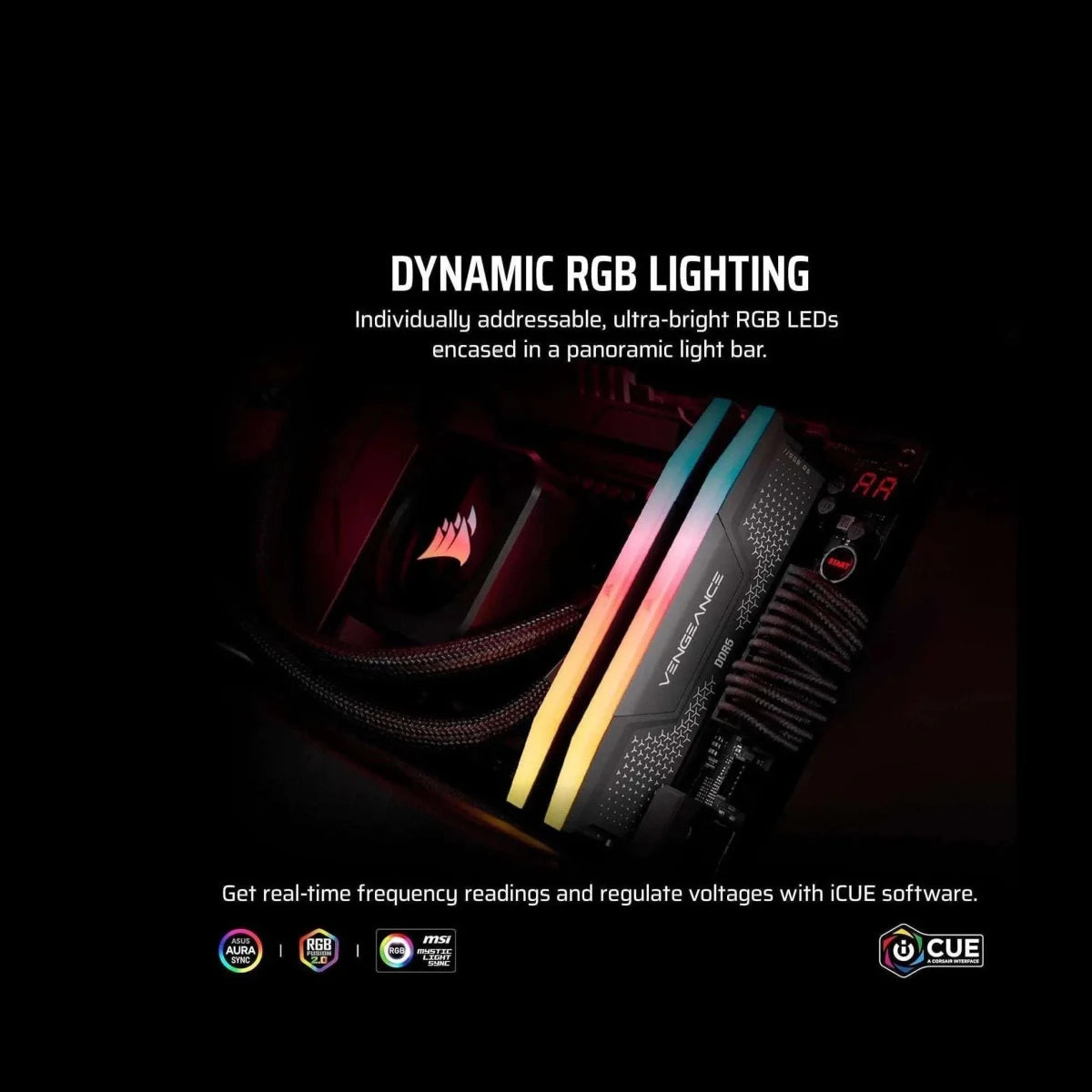 Mémoire RAM CORSAIR Vengeance RGB RS DDR5 RAM 16 Go 2x8GB 6000 MHz CL36 — DDR5