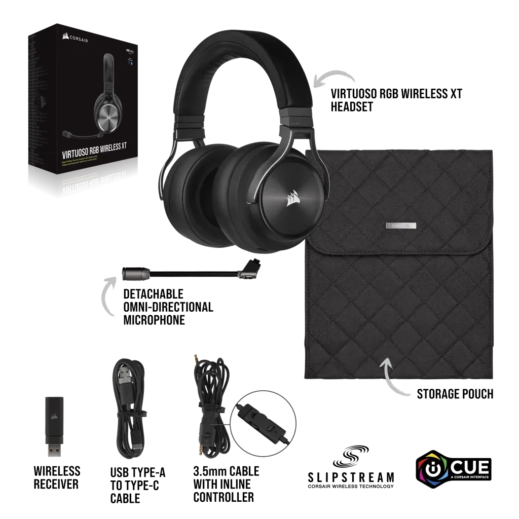Corsair VIRTUOSO RGB WIRELESS XT Gaming Headset Dolby Atmos Slate