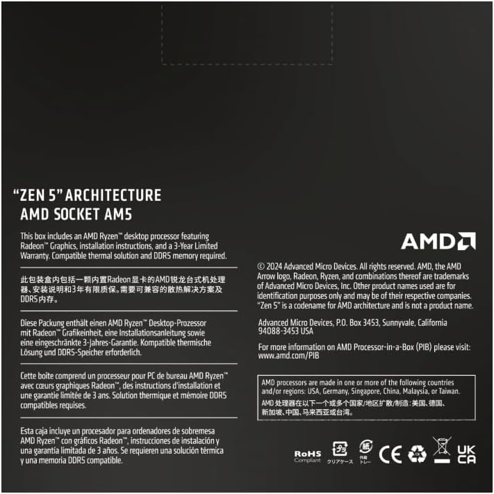 AMD Ryzen 5 9600X 6-Core 12-Thread Unlocked Desktop Processor