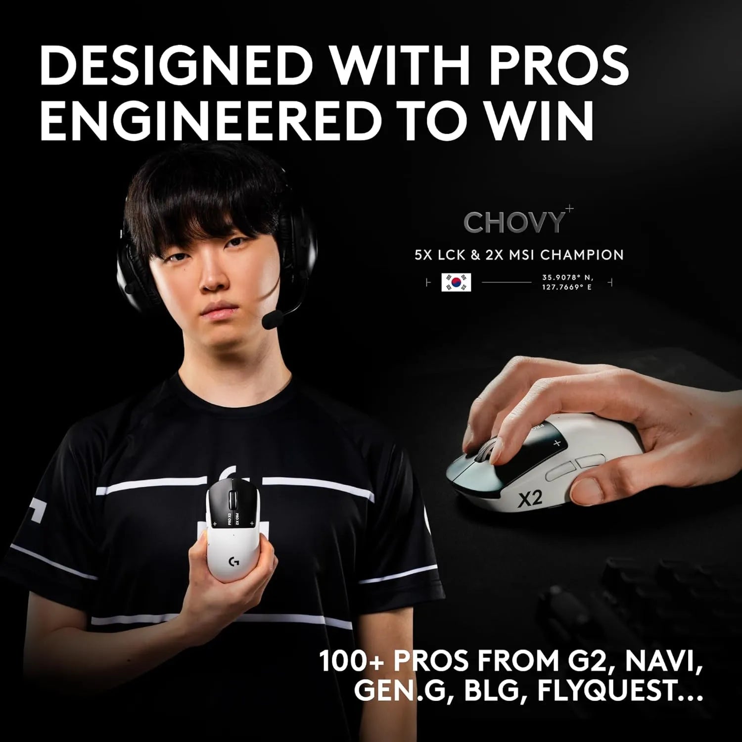 Logitech G PRO X2 SUPERSTRIKE Wireless Gaming Mouse Haptic Feedback 61g Lunar Eclipse