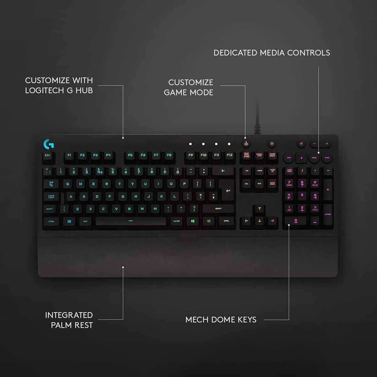 Logitech G213 Prodigy Wired RGB Gaming Keyboard - Black