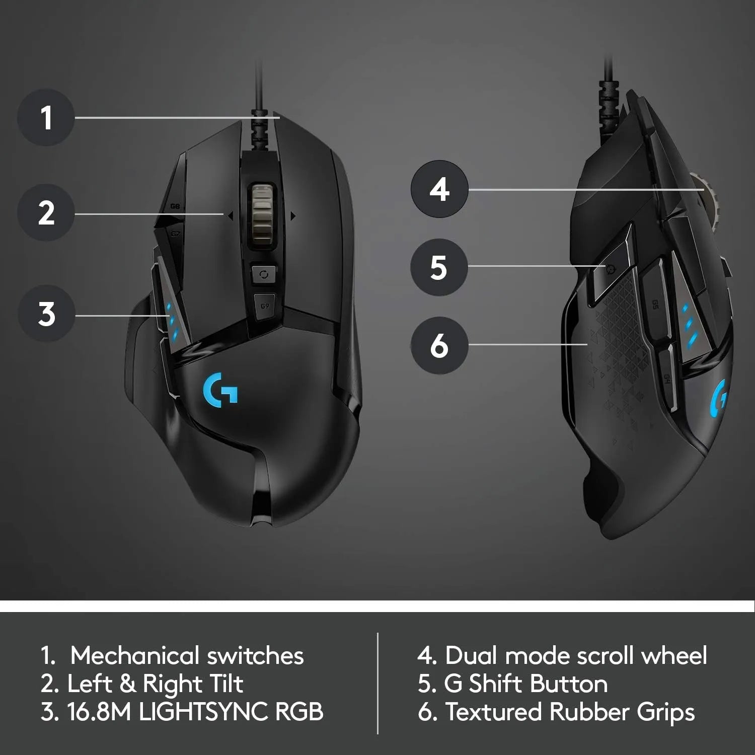 Logitech G502 Hero Wired Gaming Mouse 25K DPI 11 Buttons Black