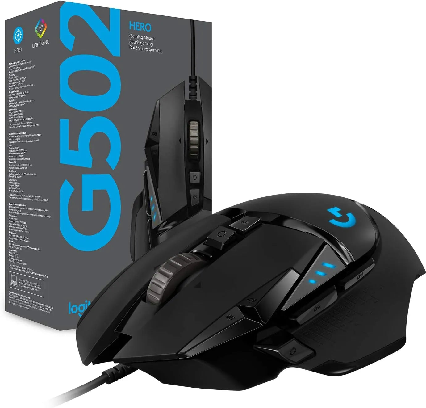 Logitech G502 Hero Wired Gaming Mouse 25K DPI 11 Buttons Black
