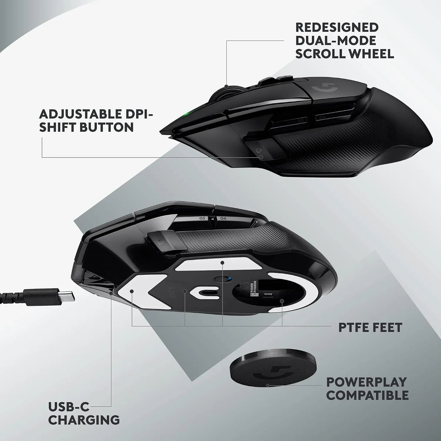 Logitech G502 X Lightspeed Wireless Gaming Mouse 13 Buttons HERO 25K Black