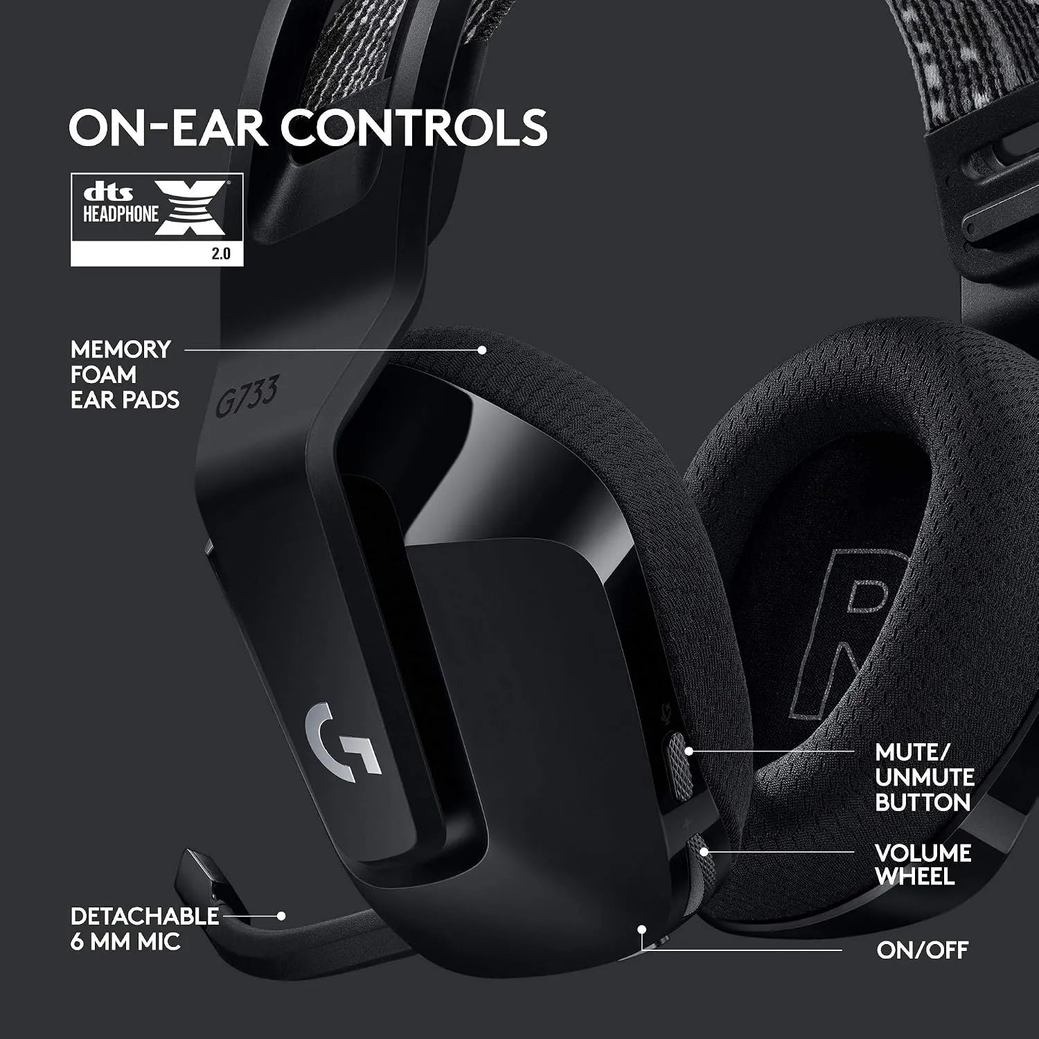 Logitech G733 Lightspeed Wireless Gaming Headset 278g