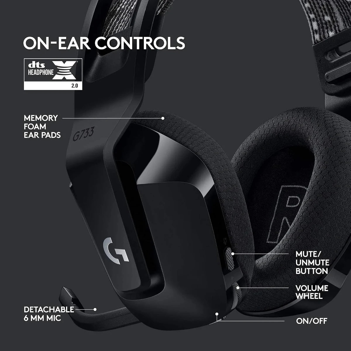 Logitech G733 LIGHTSPEED Wireless Gaming Headset - Black