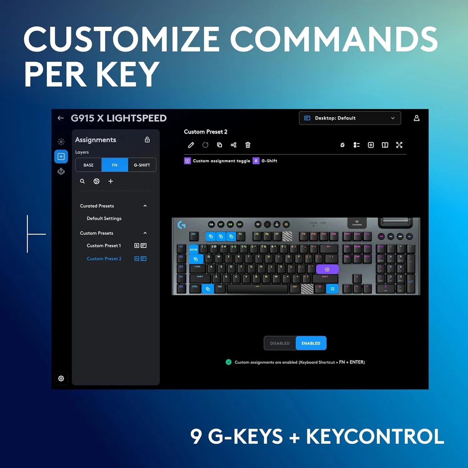Logitech G915 X Lightspeed Wireless Gaming Keyboard Tactile Low-Profile Mechanical Switches