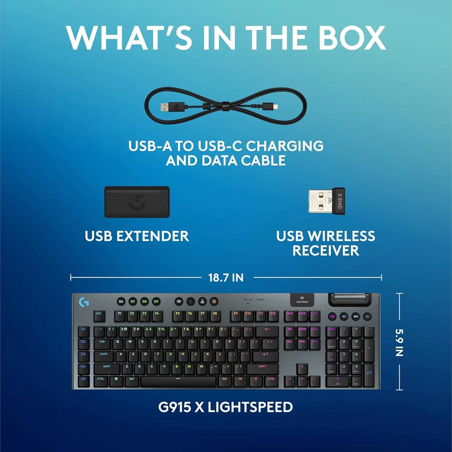 Logitech G915 X Lightspeed Wireless Gaming Keyboard Tactile Low-Profile Mechanical Switches