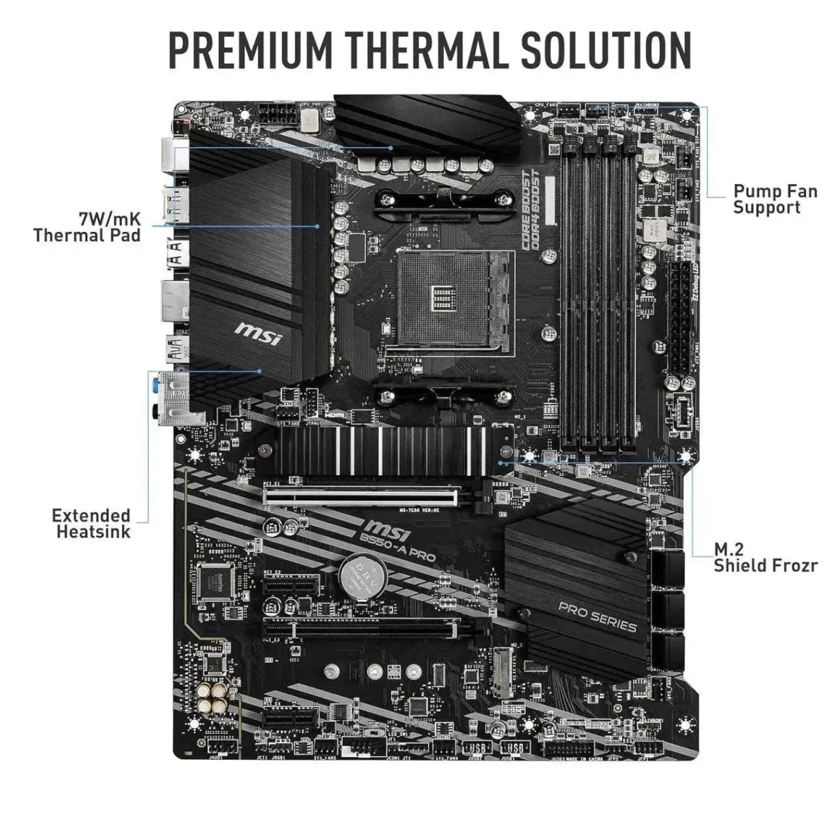 Carte Mère MSI B550-A PRO ProSeries AMD AM4 ATX – Noir