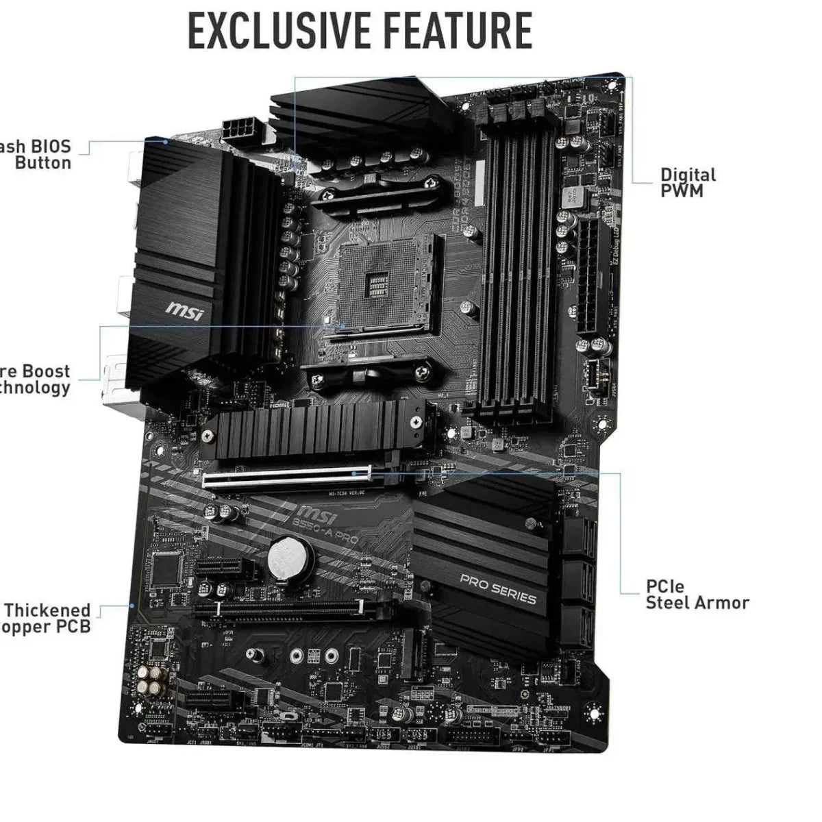 Carte Mère MSI B550-A PRO ProSeries AMD AM4 ATX – Noir