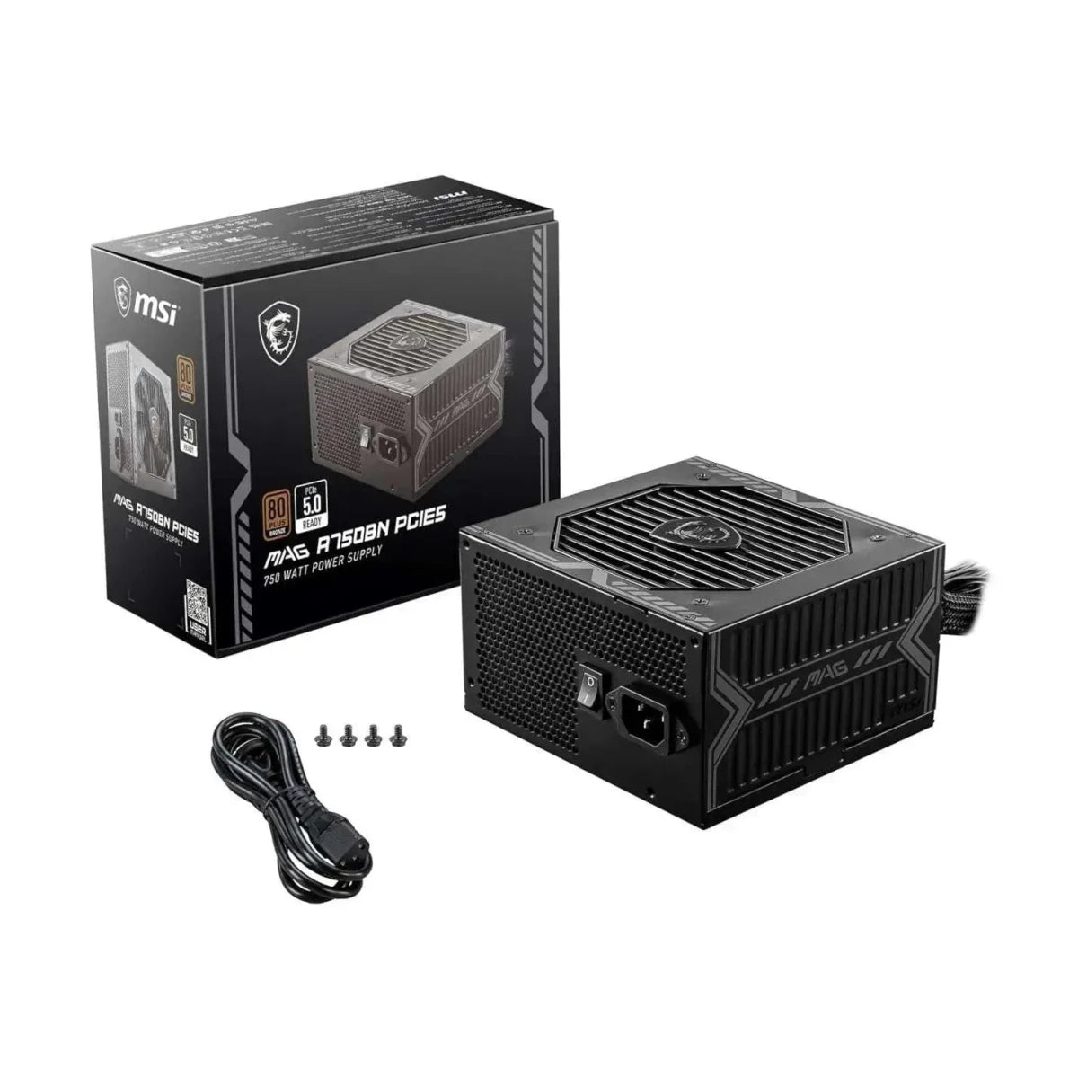 MSI MAG A750BN PCIE5 Non-Modular Gaming 750W Power Supply - Black
