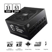 MSI MAG A850GL Gaming Power Supply 850W 80+ Gold ATX 3.1 PCIe 5.1 - Black