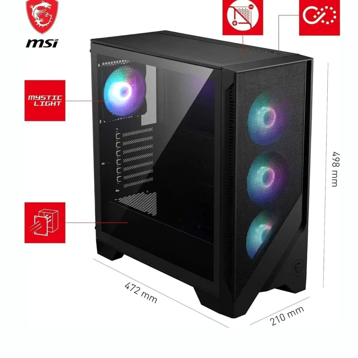 MSI MAG Forge 321R Airflow Mid-Tower PC Case - Black