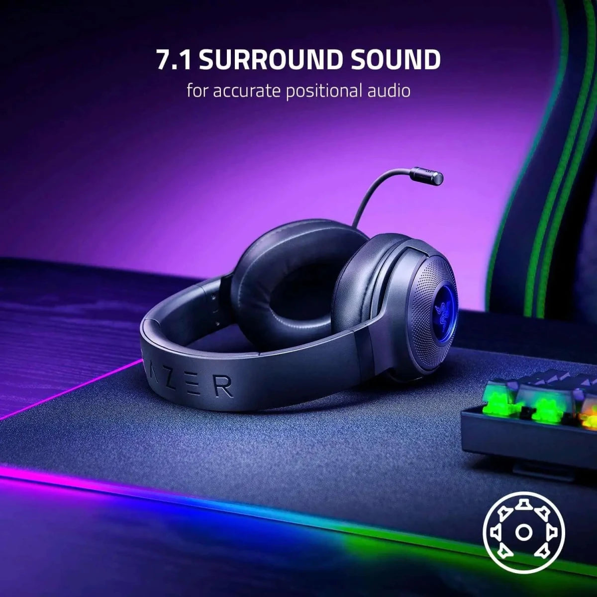 casque gaming filaire USB Razer Kraken V3 X 285 g – Noir