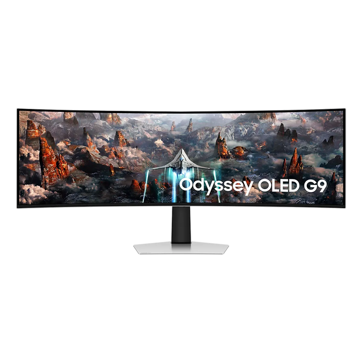 Moniteur gaming incurvé Samsung Odyssey OLED G9 G93SC 49 po Dual QHD 240 Hz - vue avant officielle